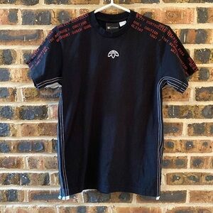 Adidas x Alexander Wang trefoil tee, 3 stripes, red lettering shoulders, M’s XS